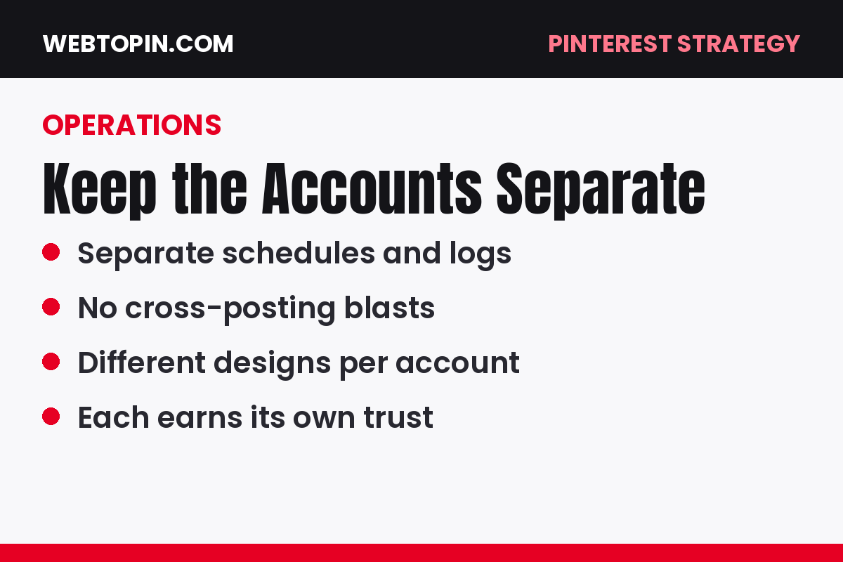 Card: keep the two accounts operationally separate