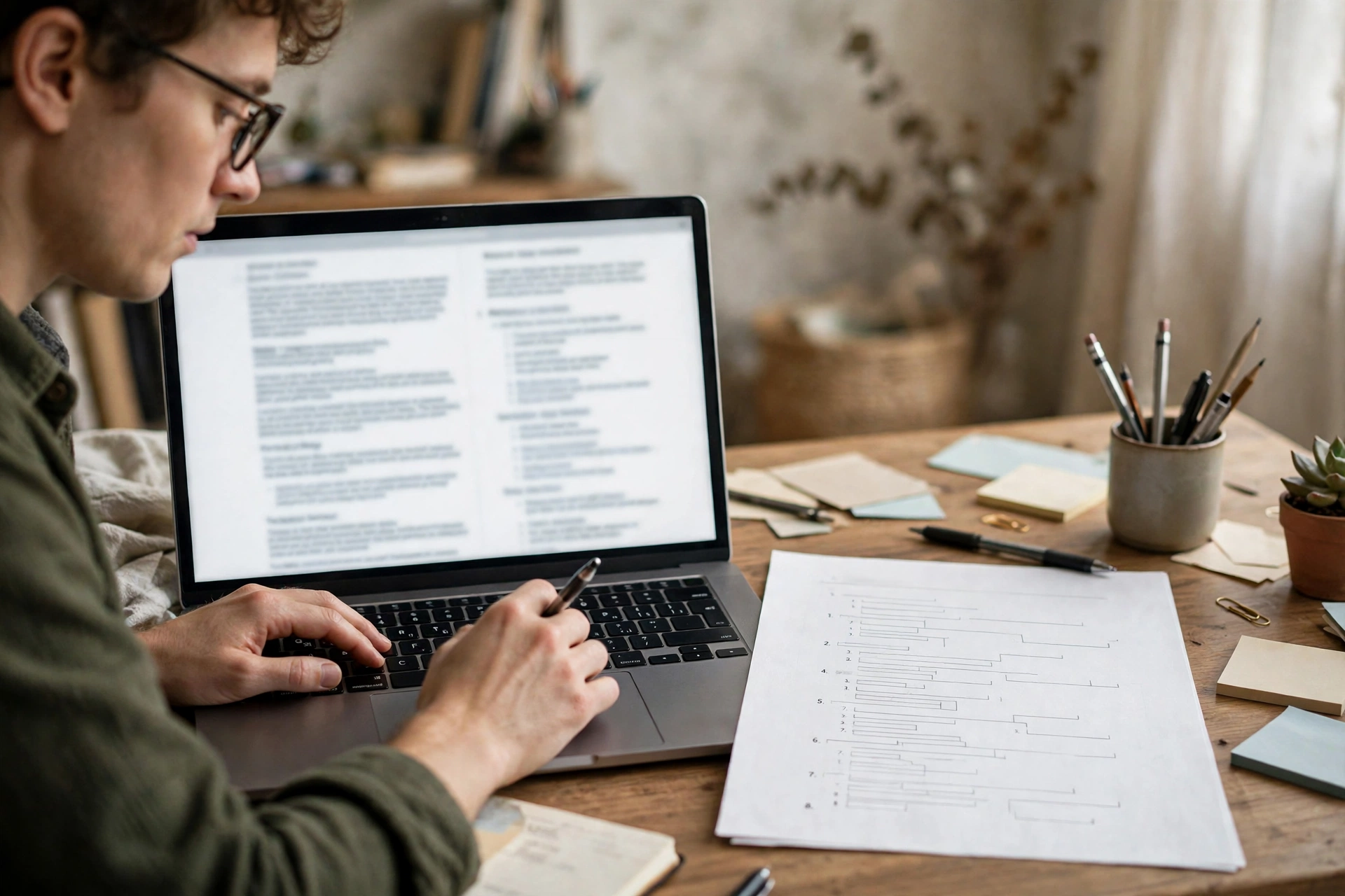 Writer drafting a long in-depth blog post